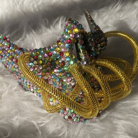 NEW Handmade Colorful Embellished Half Skull Mask - Picture 5 of 8